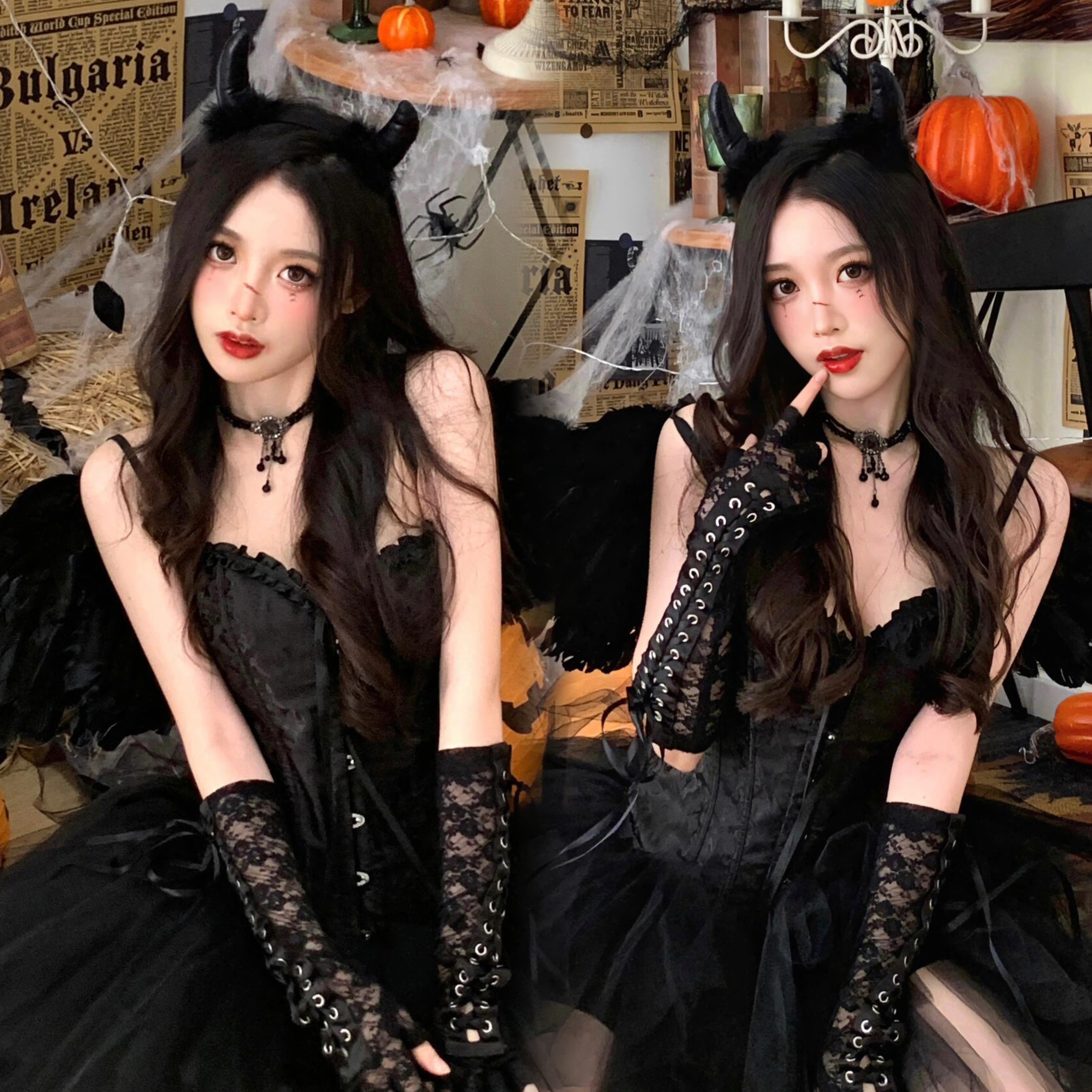 New Halloween costumes with a dark elf vibe, witchy angel, and pure sensuality, perfect for artistic photoshoots and stage performances.