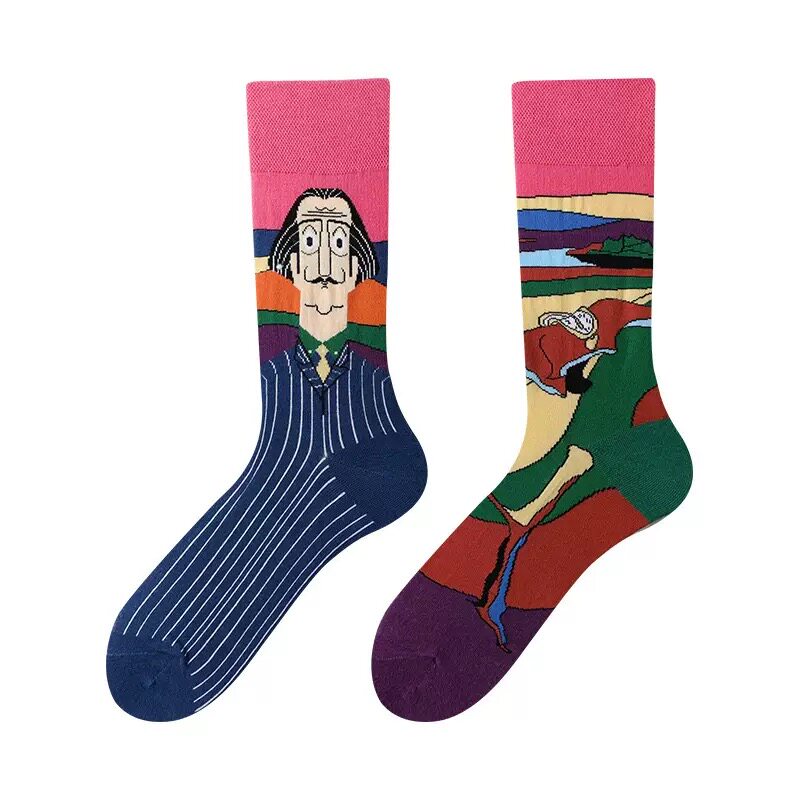 Мужские и женские асимметричные модные носки CrazySox original ins style AB design, креативные хлопчатобумажные носки с индивидуальностью