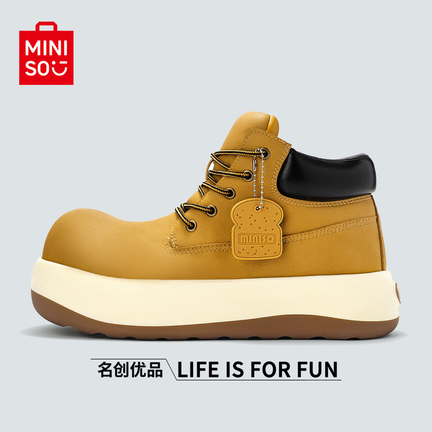 MINISO/Mingchuang/премиальные уродливые милые ботинки Martin с большим носком для пар мужчин и женщин; коллекция 2026 года; сезон весна-осень; увеличивающие рост ботинки из ревеня на толстой подошве