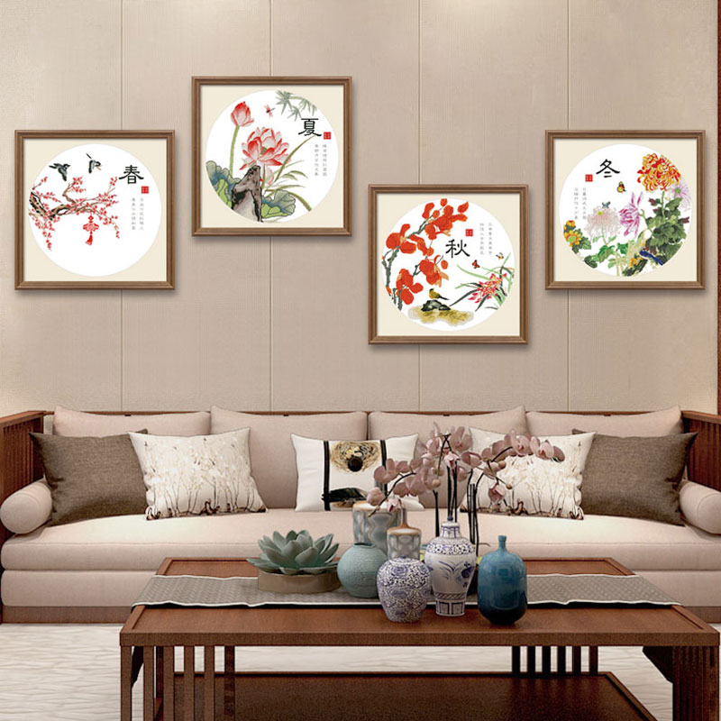 Весна, лето, осень и зима, вышивка крестиком, 2025 новый стиль, новая китайская вышивка нитками ручной работы, гостиная, сделай сам, атмосфера, кабинет, офис