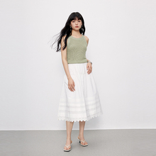 Miiine2023夏季新款 进店B入白色定制法式镂空绣花伞裙