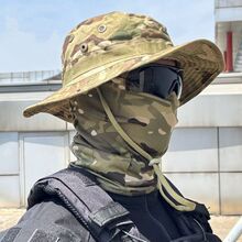 Outdoor tactical camouflage sun protection hat and mask integrated