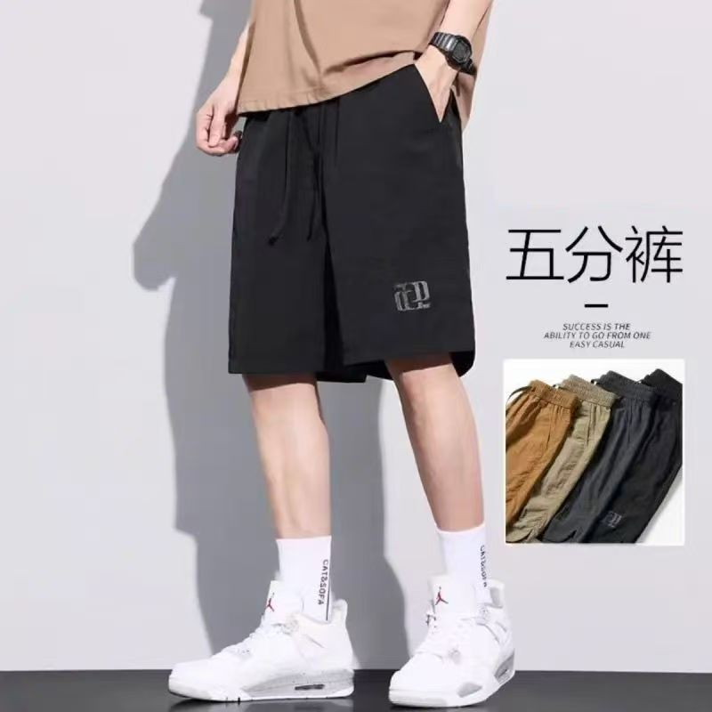Повседневные шорты из ледяного шелка, мужские летние тонкие пляжные брюки большого размера, свободные спортивные брюки, быстросохнущие повседневные брюки с пятью точками