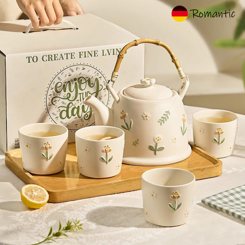 Французский керамический набор для заваривания чая, домашняя чайная чашка, заварочный чайник, свадьба, свадебный подарок, новоселье, подарочная коробка для нового дома