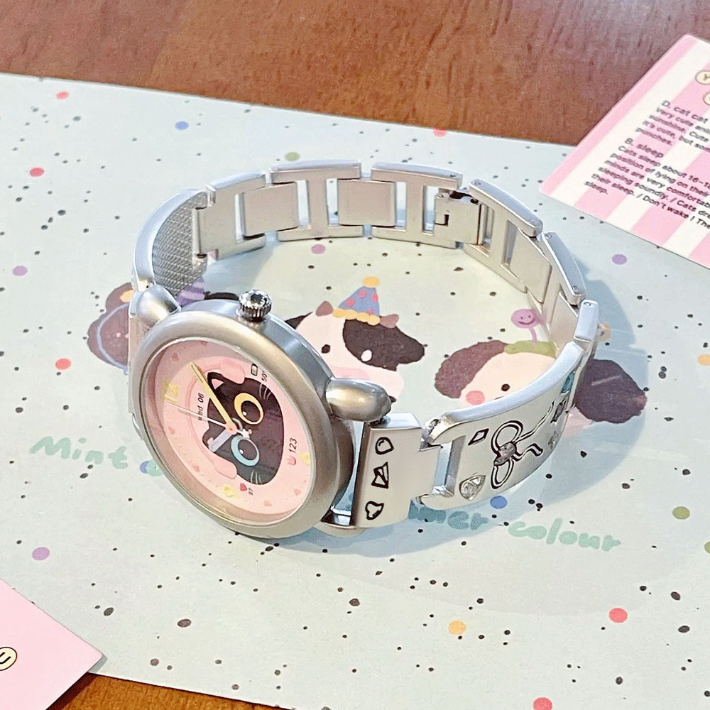 Женские часы Gccliyo watch female cute bow cat для младших и старшеклассниц - это высокоценный нишевый дизайн