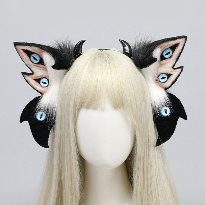 Halloween demon Cthulhu beast ear headdress, comic convention costume, realistic animal ears...