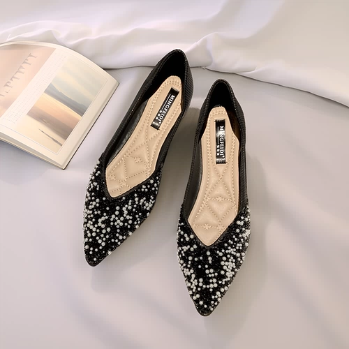 Flat Douou Those Женская жемчужная дамская супер -фея в этом году популярные женские туфли с высокой высотой.