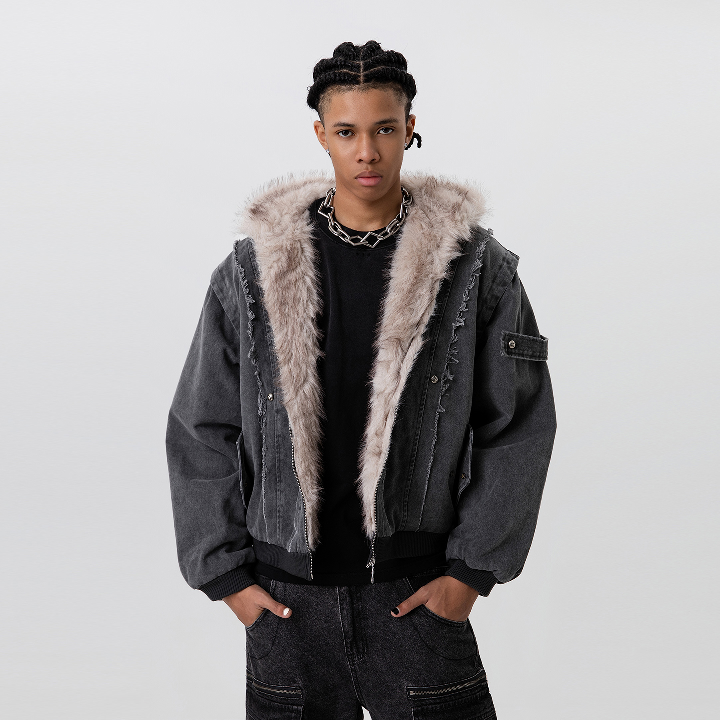 Плотная куртка с хлопчатобумажной подкладкой American heavy deconstructed raw edge, куртка Parker, мужская зимняя теплая куртка с подкладкой, куртка с подкладкой для горной резьбы