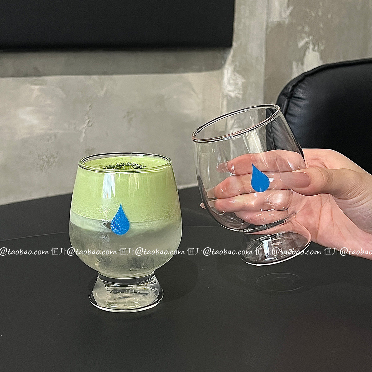 Корейская ниша ins wind blue water drop bantam big belly cup термостойкая чашка американского кофе со льдом из боросиликатного стекла со льдом