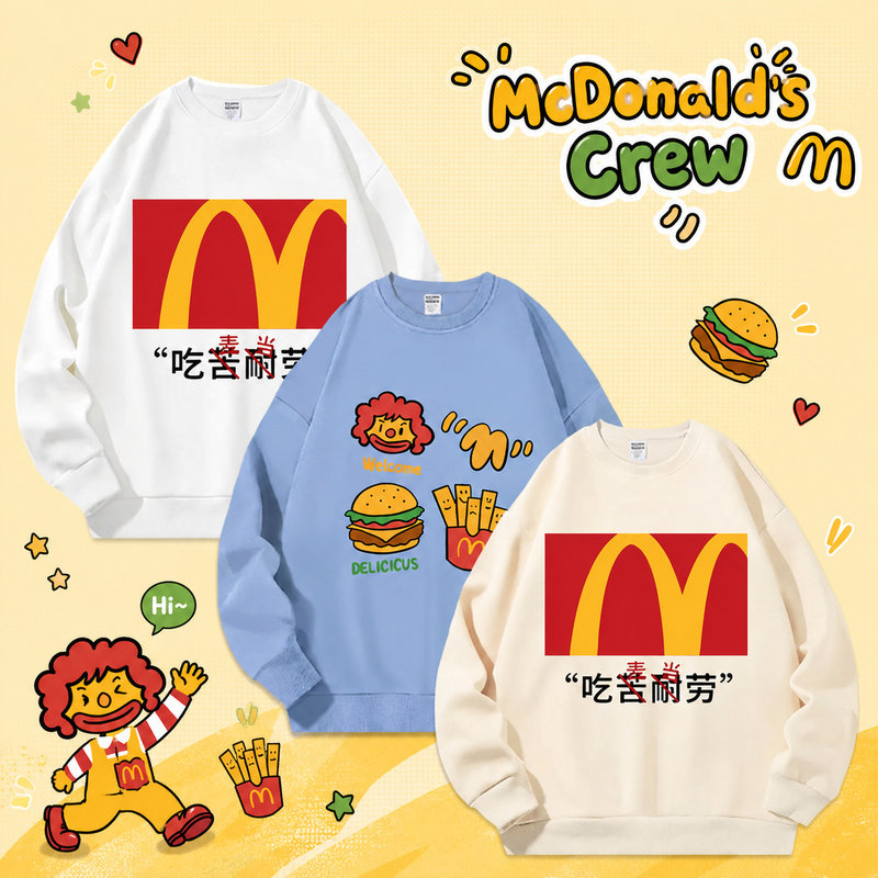 Кобрендовый свитер NASA McDonald's с круглым вырезом и изображением эльфа, покемона Кода дака, осенняя плотная свободная одежда в стиле аниме для девочек