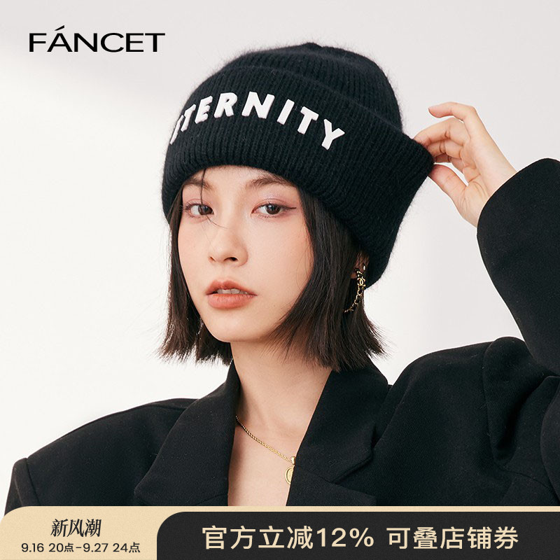 Шапка Fancet, женская зимняя шерстяная шапка, корейская версия шапки с надписью ins из кроличьего меха, женская вязаная шапка, утолщенная теплая шапка для холода