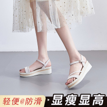 Sandals Girl 2024 Summer New Outwear Fairy Style Thick Sole Cake Slope and Flat Bottom, Paired with Skirt This Summer