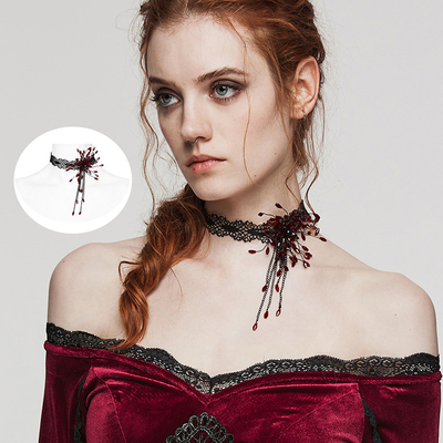 taobao agent ╋魔叹╋PUNKRAVE哥特GOTHIC贵族洛丽塔血滴珠花颈环项链 DS572RD