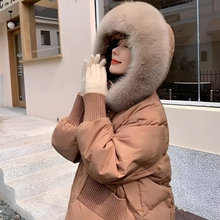 Off season special offer Korean version of coffee colored down jacket for women in 2023, new winter mid length short stature fashionable and stylish