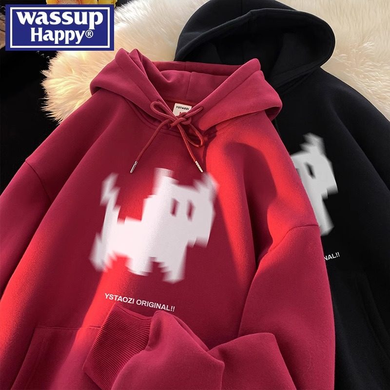wassup/ свитер с капюшоном happy kitten, мужской весенне-осенний бренд tide, американская ретро блузка для пары, повседневная куртка