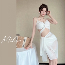 Swimming suit women's hot spring bath high-end steel support, size chest, sexy high waist split bikini three piece set