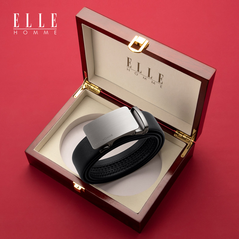 Подлинный мужской ремень ELLE HOMME, кожаный мужской ремень с автоматической пряжкой, новинка 2025 года, брендовый деловой брючный ремень