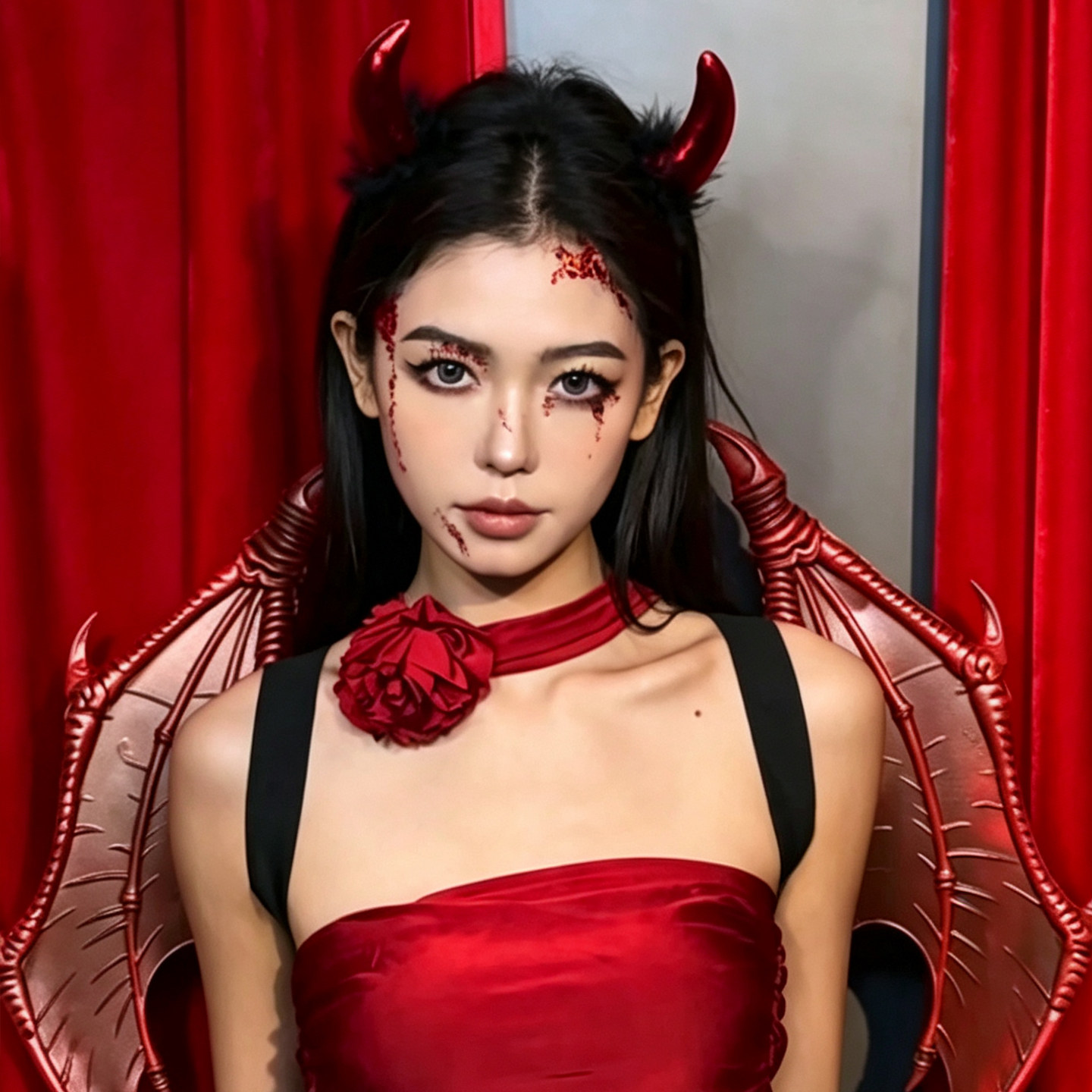 Crimson Rose Evil Red Demon Wings Halloween Cosplay...