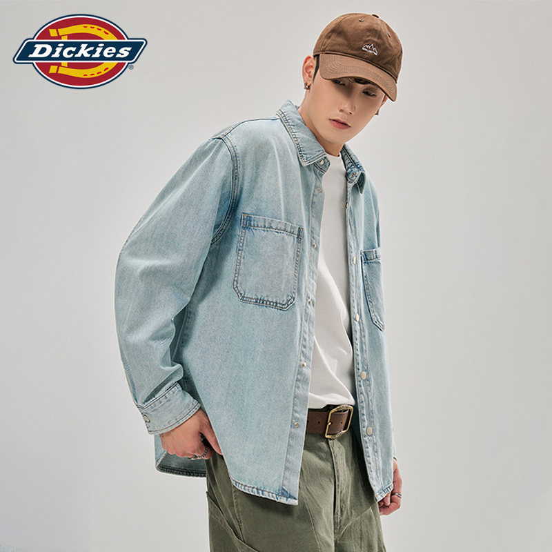 Американская рубашка с длинными рукавами и тяжелыми лацканами Dickies, мужская осенняя новая рубашка из лиоцелла в стиле ретро tide, брендовая куртка-рубашка
