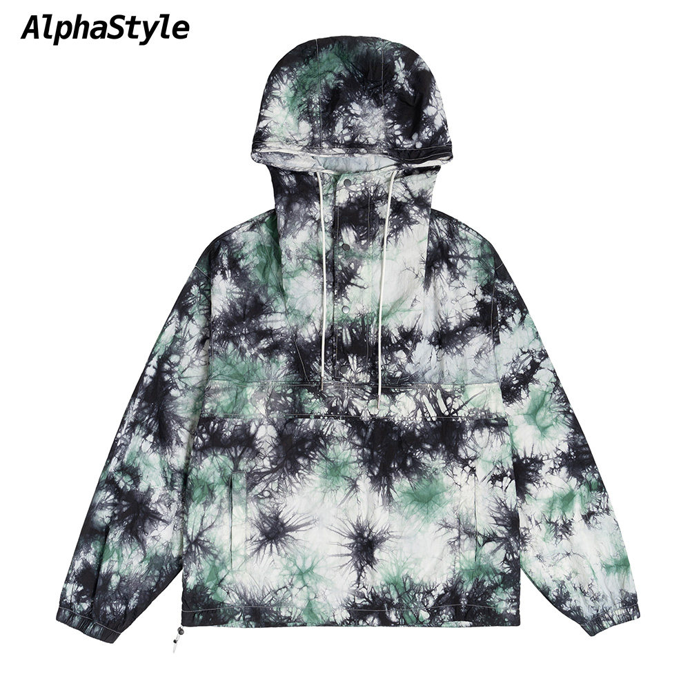 AlphaStyle, летняя новая солнцезащитная ветровка с тай-дай, ветрозащитная легкая уличная модная куртка с капюшоном в национальном стиле для мужчин и женщин