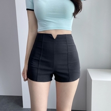 Black dancing three part pants, elastic and tight fitting, sexy and slimming, hot pants with buttocks, women's summer 2024 Korean high waisted shorts