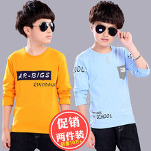 Seven year old store with over 20 colors, boys long sleeved pure cotton t-shirt, autumn top, children's clothing, middle-aged and young children's spring and autumn