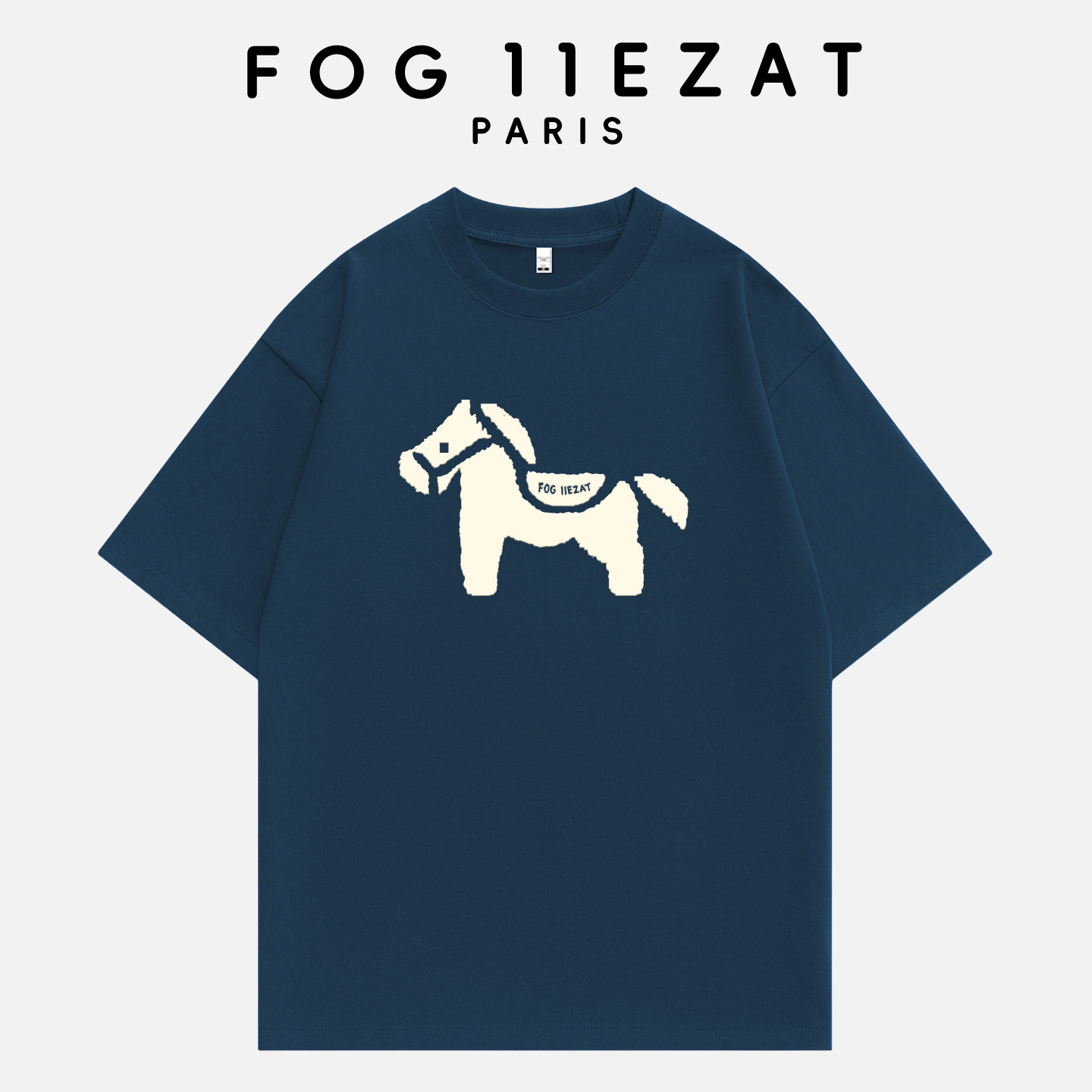 Кобрендовый бренд tide FOG 11EZAT, новинка 2026 года, флокированная футболка с короткими рукавами "пони", свободный топ с круглым вырезом для мужчин и женщин