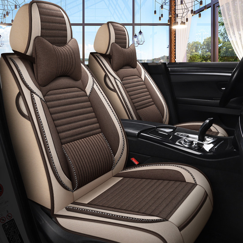 Подушка для автокресла four seasons универсальная новая полностью закрытая специальная подушка для сиденья чехол для сиденья из льняной ткани летний чехол для автокресла