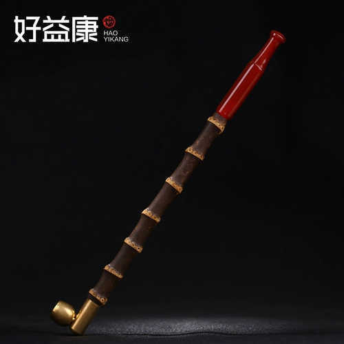 Длинная бамбуковая ониксовая старомодная латунная курительная трубка ручной работы, подарок на день рождения