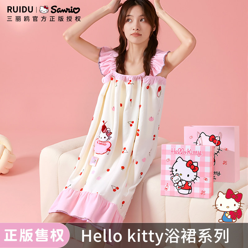 Банные полотенца HelloKitty могут использоваться женщинами, их можно использовать в качестве быстросохнущих банных юбок, юката для домашнего использования после купания, зимних халатов