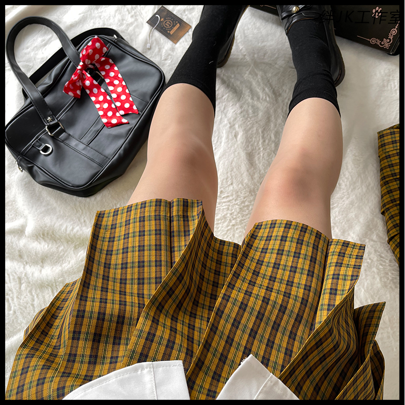 7th anniversary of JK (Sunflower) genuine plaid skirt skirt A-line skirt pleated skirt school uniform skirt school style supply