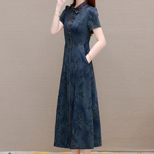 Mid length skirt, high-end decorative print dress, dress with zipper for summer