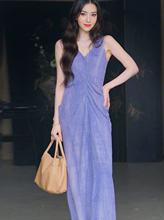 YIWAN Chinese style new Chinese dress 2024, high-end and niche linen sleeveless cheongsam skirt