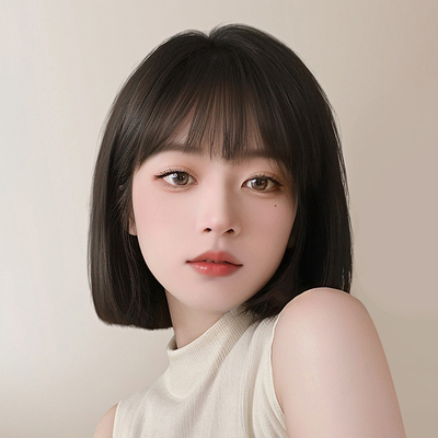taobao agent 假发女短直发新款一刀切自然轻薄全头套时尚减龄波波头整顶假发套