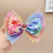 Children's Ice and Snow Adventure Snowflake Hairpin Big Bow Tie Hairpin Top Clip Little Girl Princess Clip Hairpin Headwear