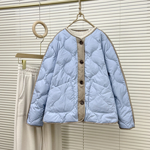 Feather ear minimalist short round neck down jacket