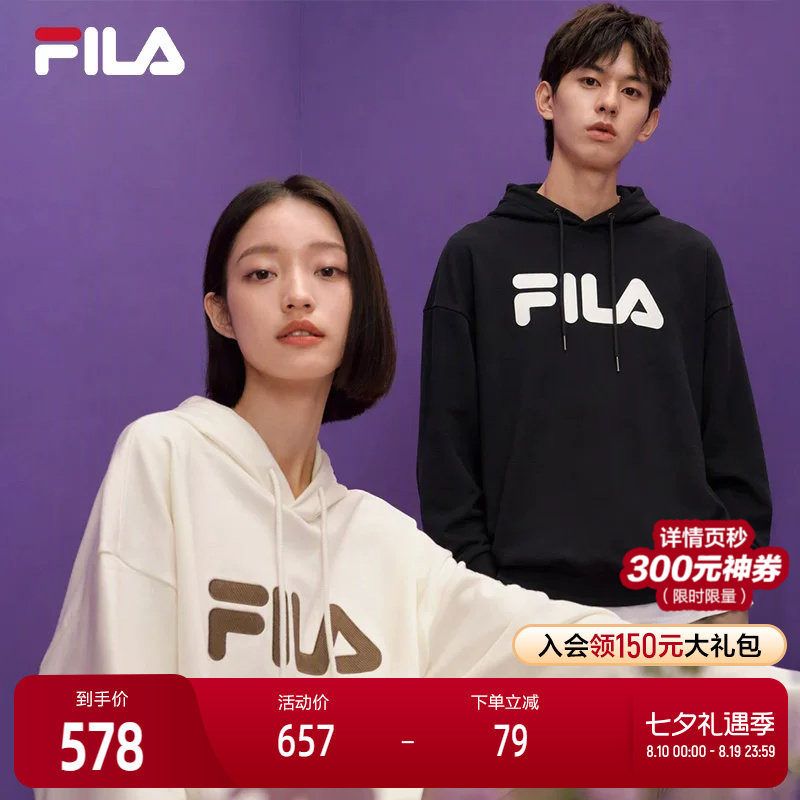 Официальный спортивный свитер FILA с капюшоном, осенне-зимний классический свободный плюс бархатный теплый повседневный топ для женщин