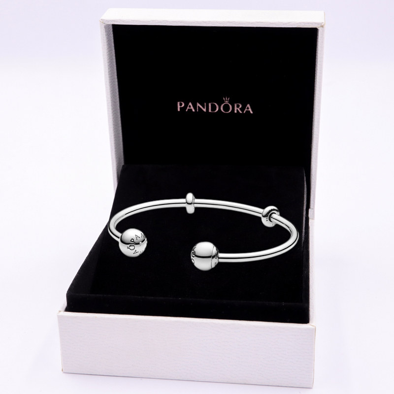 Пандора Открытый браслет с логотипом Pandora Серебро 925 пробы 596477 для подруги на День Святого Валентина 520 Подарок на день рождения