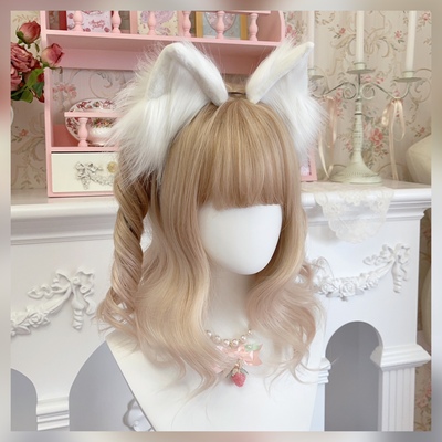 taobao agent 【芝士猫手作】仿真猫咪兽耳舒芙蕾虎斑猫lolita小物头饰发箍kc