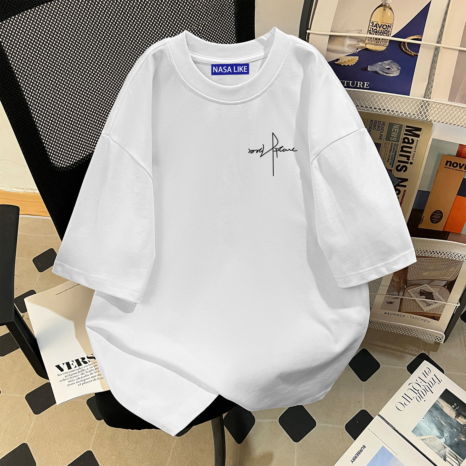 NASA joint heavy весна-лето 2025, новая хлопковая футболка с короткими рукавами для мужчин и женщин, свободная футболка с короткими рукавами для пар, топ