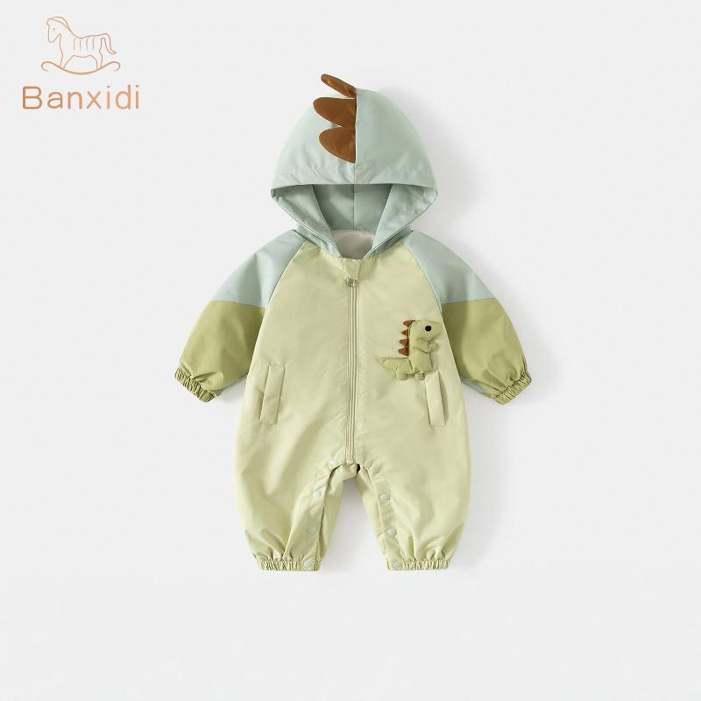 Детская одежда, осенняя одежда, детский цельный супер милый мужской комбинезон с капюшоном для малышей, весенне-осенний комбинезон для прогулок