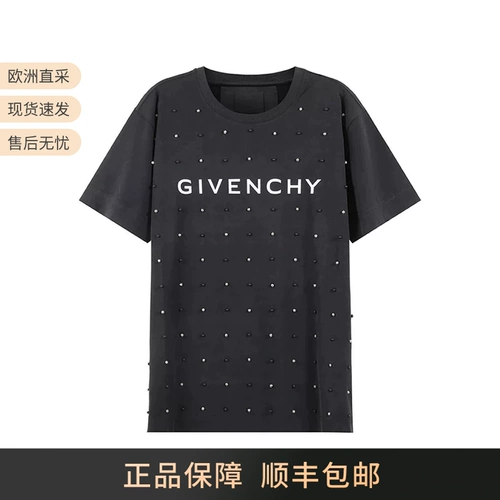 Givenchy, бусы, бусины, футболка с коротким рукавом, с печатью вашего логотипа, с эффектом винтажной потёртости, модель R3
