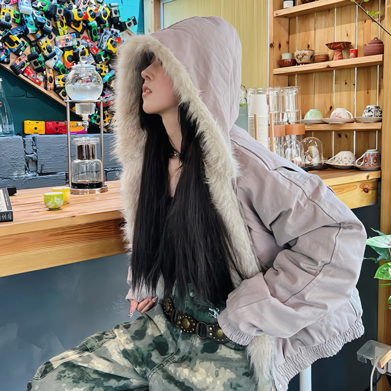 НЕЙША американское ретро горное резное меховое пальто с капюшоном и воротником из натурального меха, хлопковое пальто для мужчин и женщин, короткое зимнее плотное пальто, ins