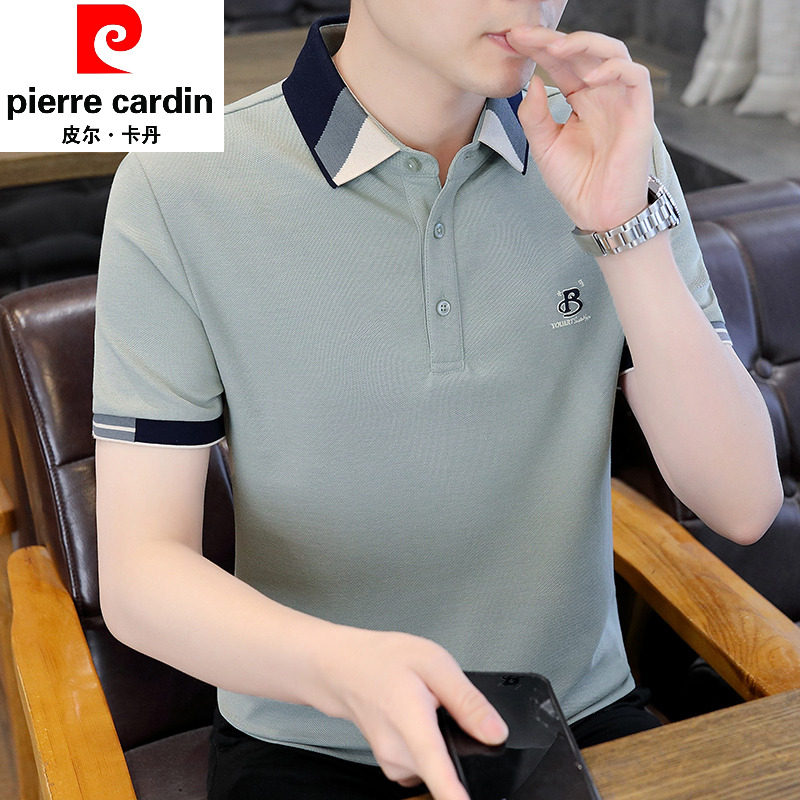 Pierre Cardin Ice Silk Paul Men's Short sleeved T-shirt Summer Collar T-shirt Collar Polo Shirt Half Sleeve Top
