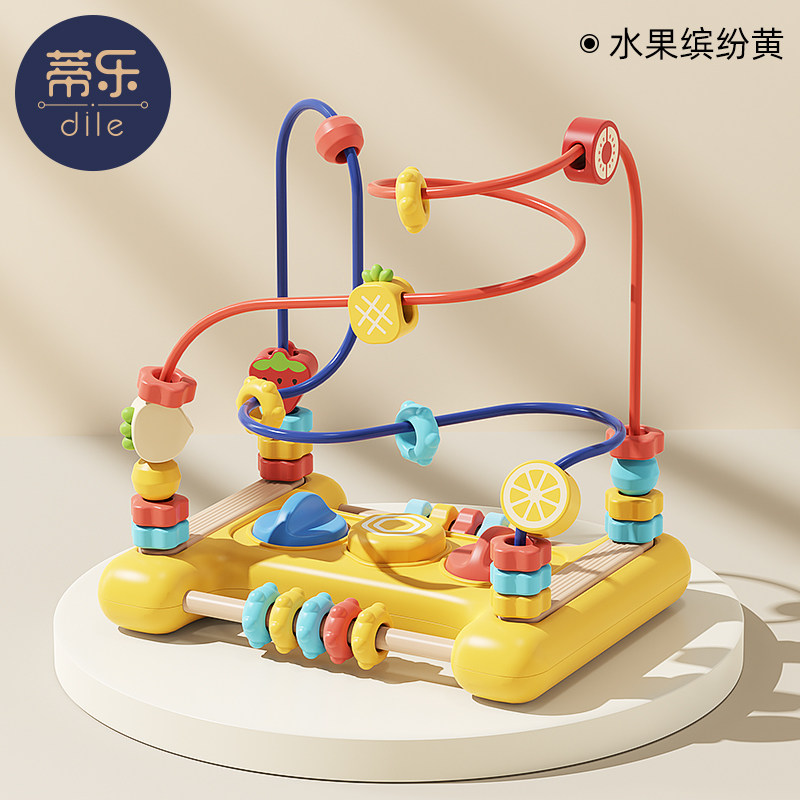Детские игрушки из бисера Tiller, детские бусины, 2 предмета для раннего обучения по системе Монтессори, 6 детских пазлов, 0 строительных блоков, 1-3 года, 9 месяцев