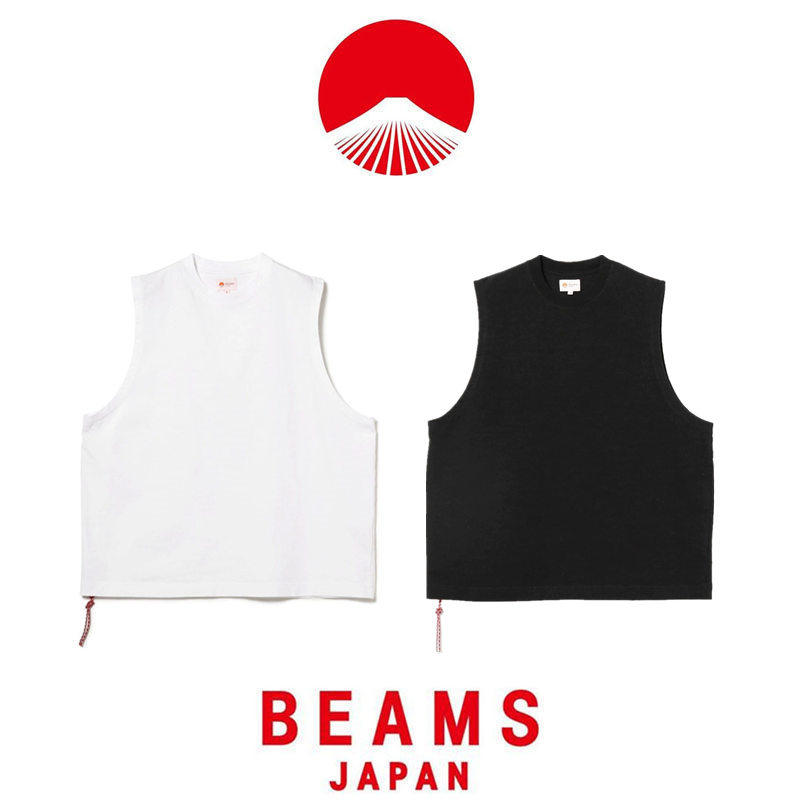 【Spot】 BEAMS JAPAN 24SS Японский ретро однотонный жилет из чистого хлопка в стиле "спот" на весь день, футболка