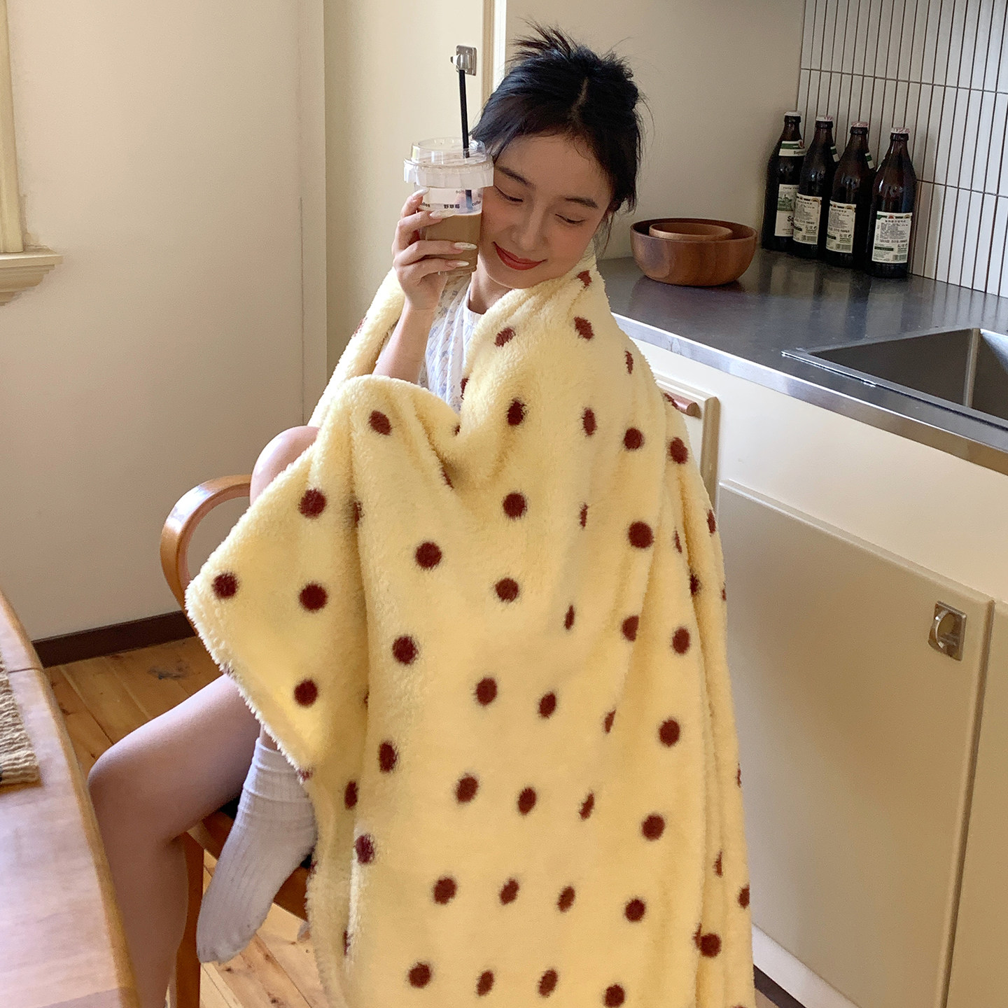 Корейское флисовое одеяло ins polar fleece four seasons универсальное офисное одеяло для сна...
