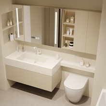 Rock panel integrated basin washbasin 2022 new solid wood bathroom cabinet combination minimalist bathroom washbasin washbasin