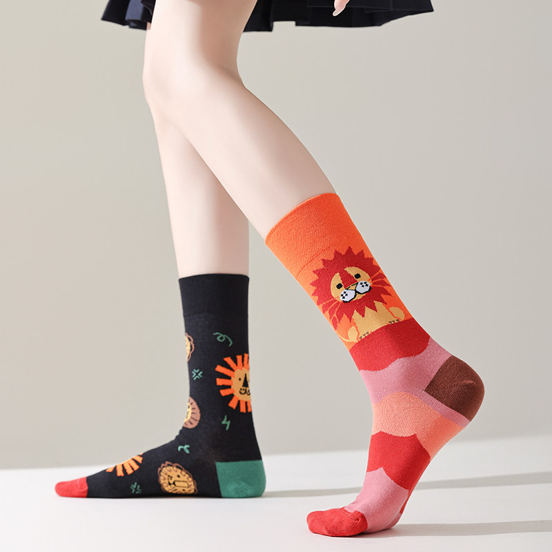 Мужские и женские асимметричные модные носки CrazySox original ins style AB design, креативные хлопчатобумажные носки с индивидуальностью