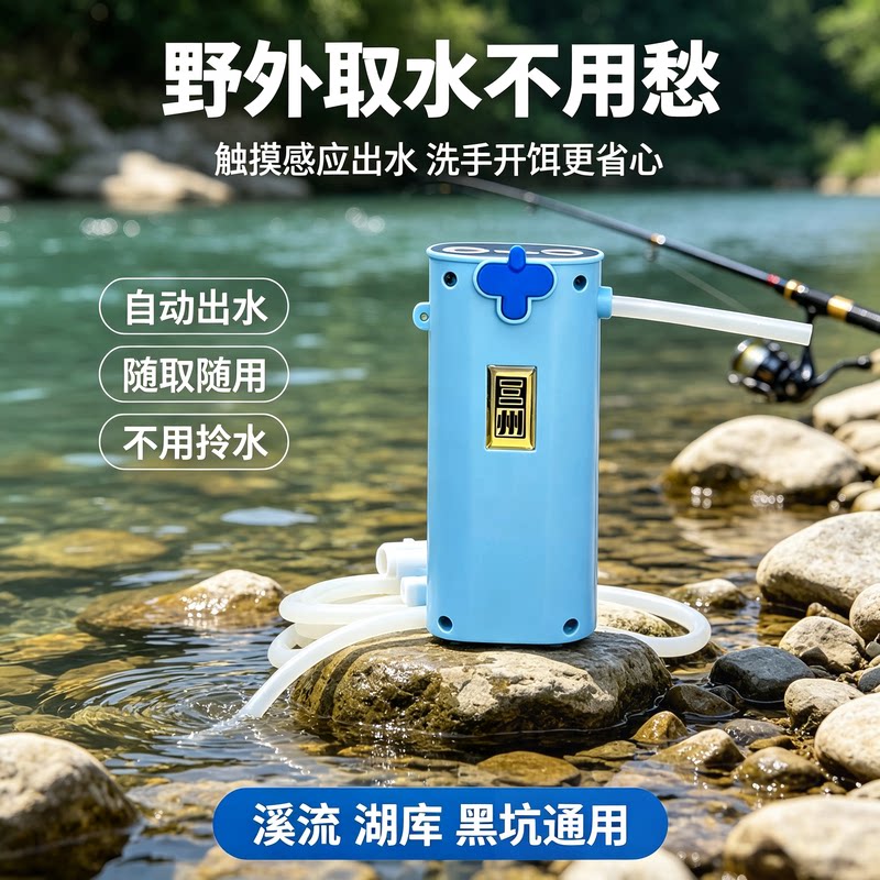Многофункциональное устройство для забора воды для рыбалки, сенсорный водяной насос, насыщение кислородом для дикой рыбалки на открытом воздухе с подсветкой лотка для приманки, перезаряжаемый водяной насос